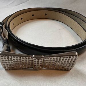 Jessica Simpson Black Belt with Textured Silver Buckle